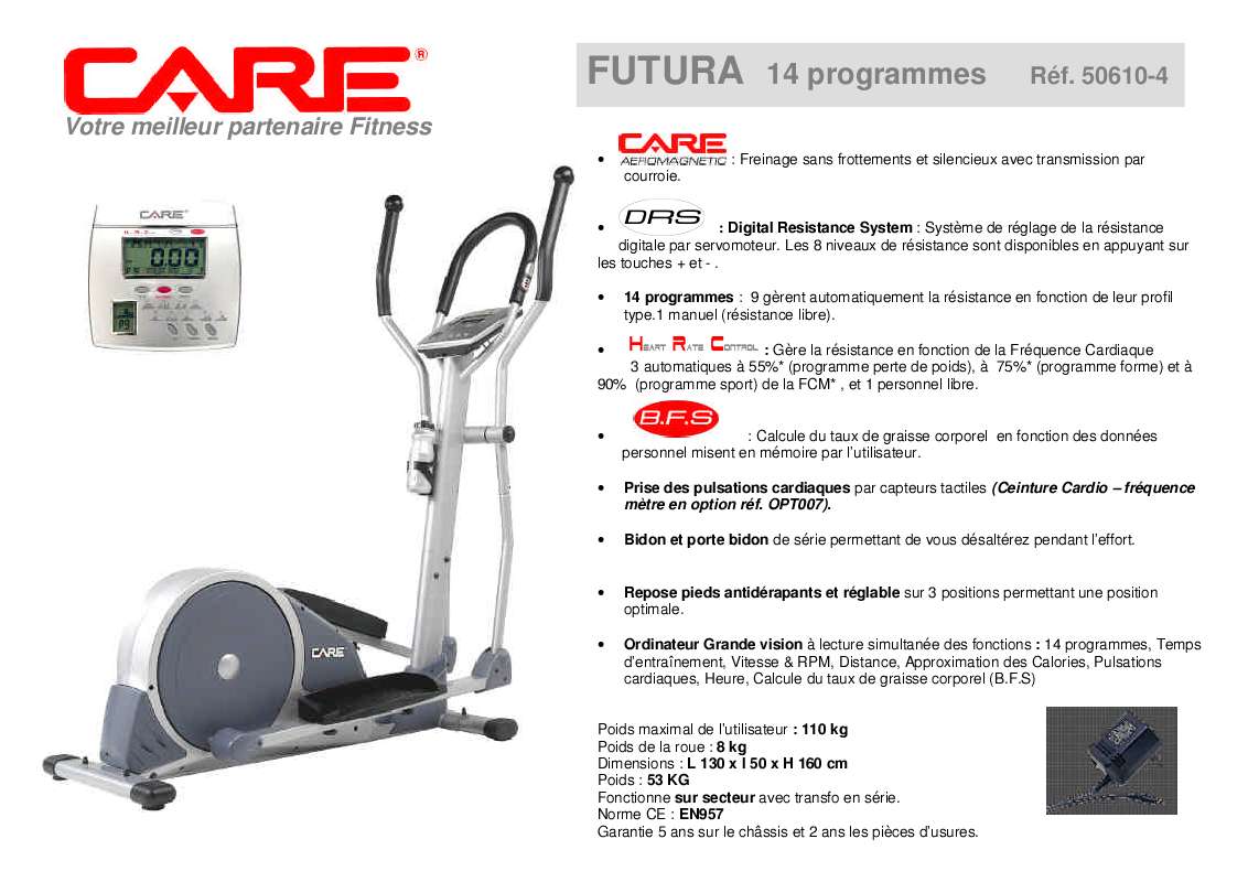 Guide utilisation  CARE FITNESS FUTURA 50610-4  de la marque CARE FITNESS