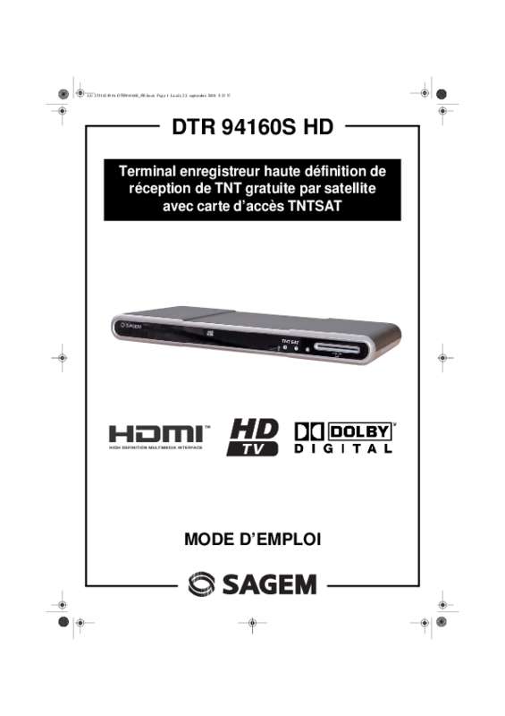 Guide utilisation SAGEMCOM DTR94160SHD 3D TNTSAT  de la marque SAGEMCOM