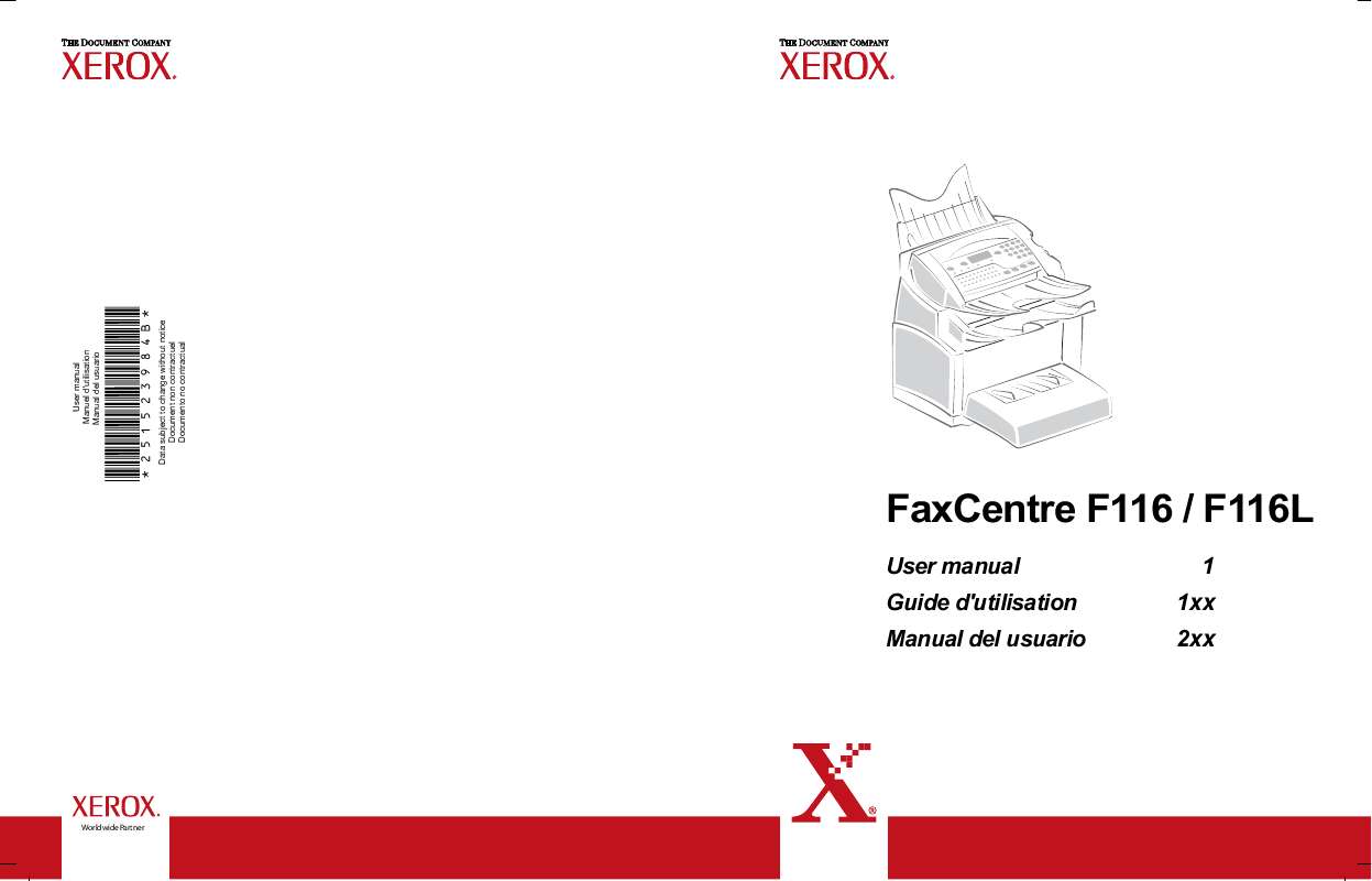 Guide utilisation XEROX FAXCENTRE F116  de la marque XEROX