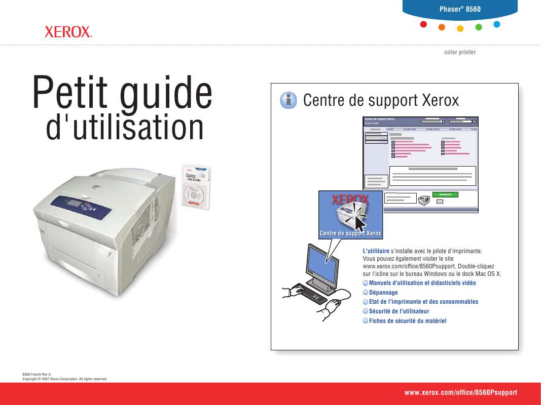 Guide utilisation XEROX PHASER 8560  de la marque XEROX