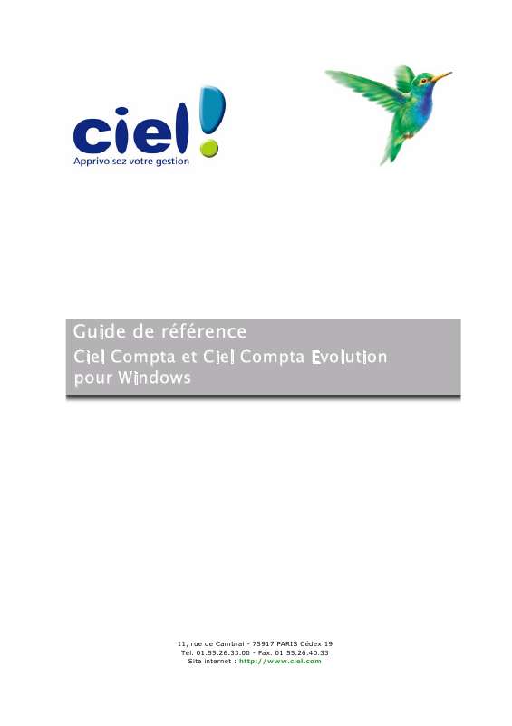 Guide utilisation  CIEL COMPTA EVOLUTION V14  de la marque CIEL