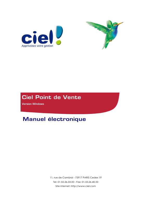 Guide utilisation  CIEL POINT DE VENTE 6  de la marque CIEL