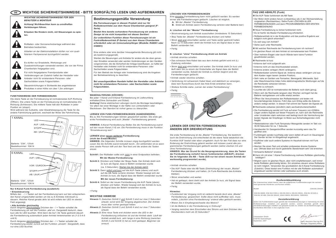 Guide utilisation  CHAMBERLAIN CS4330  de la marque CHAMBERLAIN