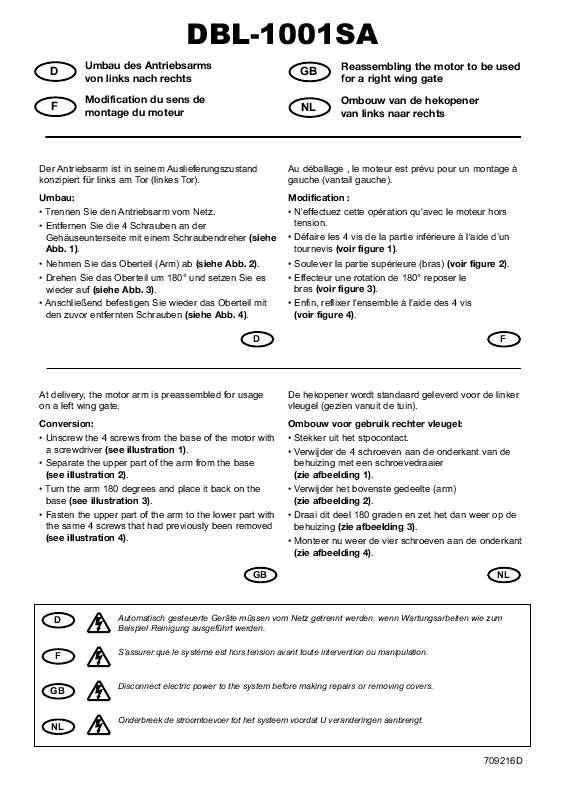 Guide utilisation  CHAMBERLAIN DBL-1001SA  de la marque CHAMBERLAIN