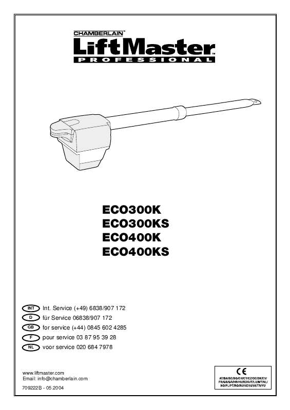 Guide utilisation  CHAMBERLAIN ECO300K  de la marque CHAMBERLAIN