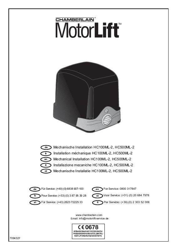 Guide utilisation  CHAMBERLAIN HC100ML-2  de la marque CHAMBERLAIN
