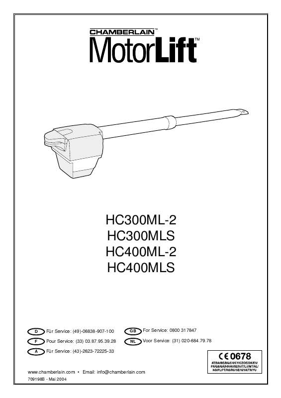 Guide utilisation  CHAMBERLAIN HC400ML-2  de la marque CHAMBERLAIN