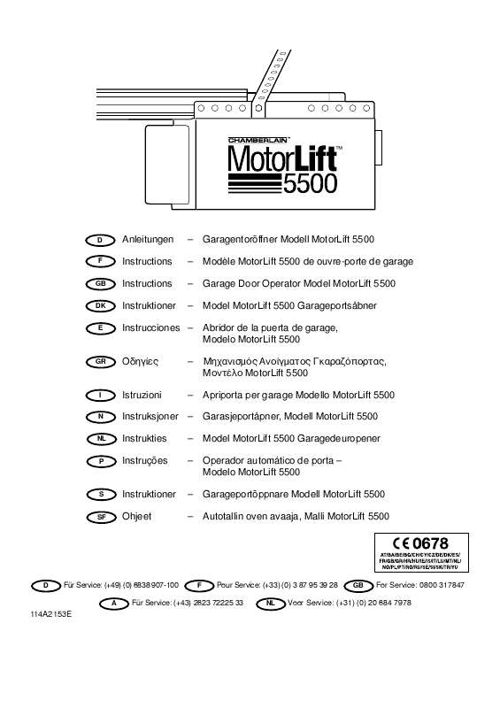Guide utilisation CHAMBERLAIN MOTORLIFT 5500  de la marque CHAMBERLAIN