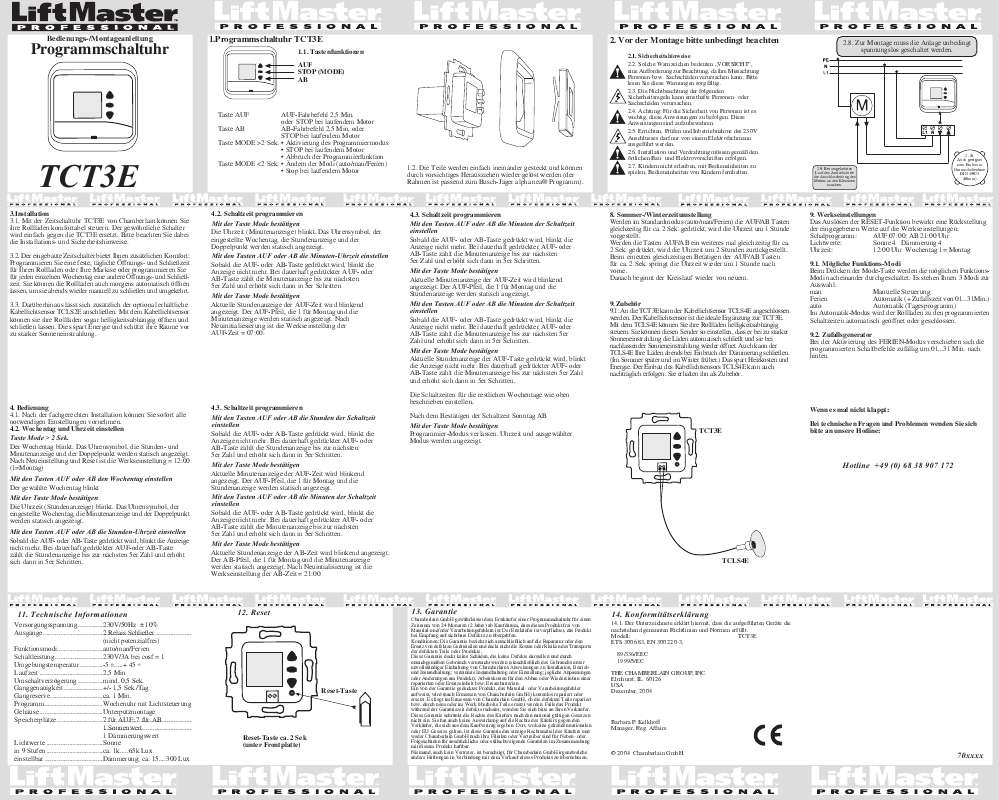 Guide utilisation  CHAMBERLAIN TCT2E  de la marque CHAMBERLAIN