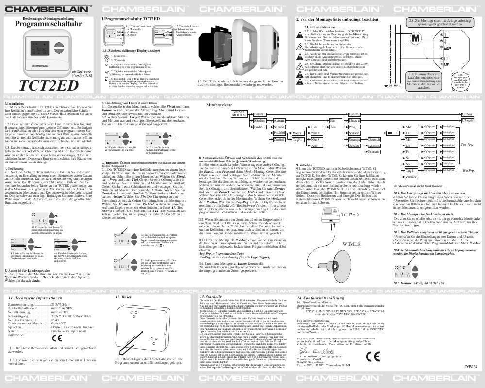 Guide utilisation  CHAMBERLAIN TCT2ED  de la marque CHAMBERLAIN