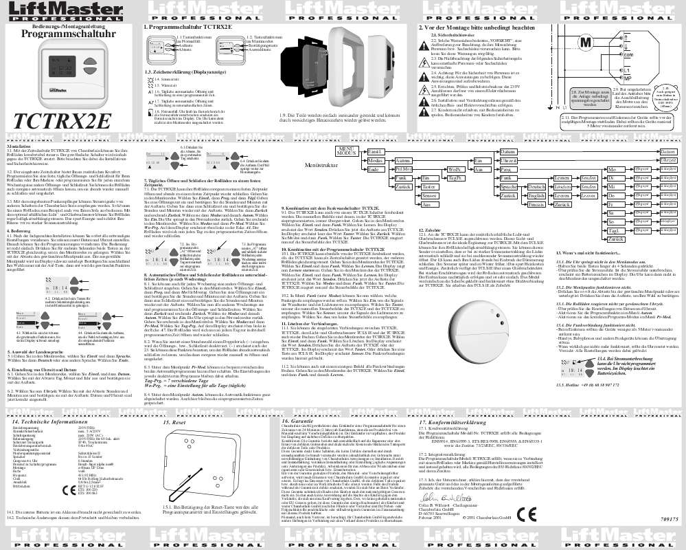 Guide utilisation  CHAMBERLAIN TCTRX2E  de la marque CHAMBERLAIN