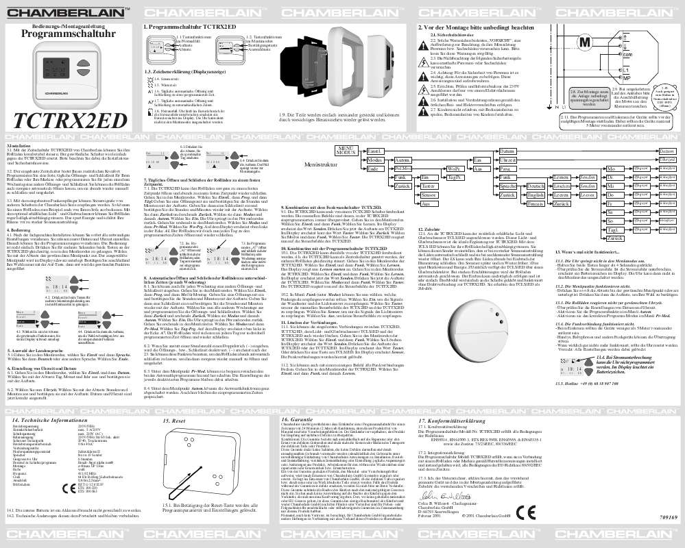 Guide utilisation  CHAMBERLAIN TCTRX2ED  de la marque CHAMBERLAIN