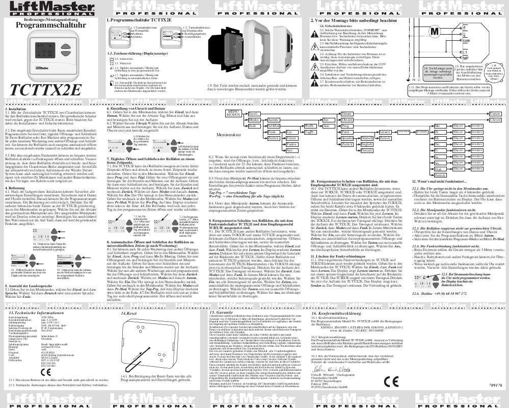 Guide utilisation  CHAMBERLAIN TCTTX2E  de la marque CHAMBERLAIN