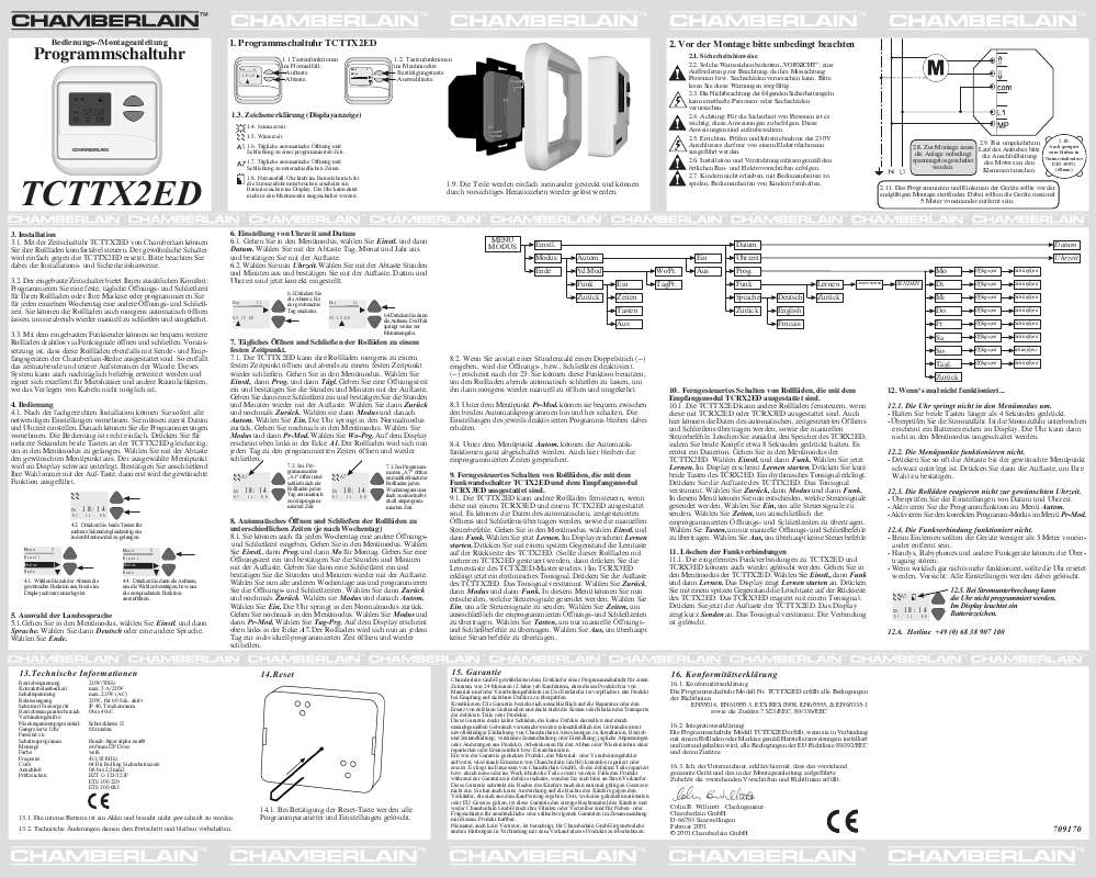 Guide utilisation  CHAMBERLAIN TCTTX2ED  de la marque CHAMBERLAIN