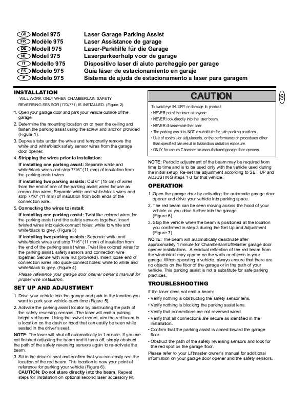 Guide utilisation  CHAMBERLAIN 975  de la marque CHAMBERLAIN