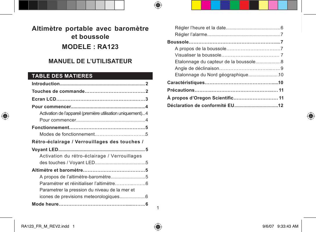 Guide utilisation OREGON SCIENTIFIC ALTIMETRE-BAROMETRE DE POCHE FORMAT MOUSQUETON  de la marque OREGON SCIENTIFIC