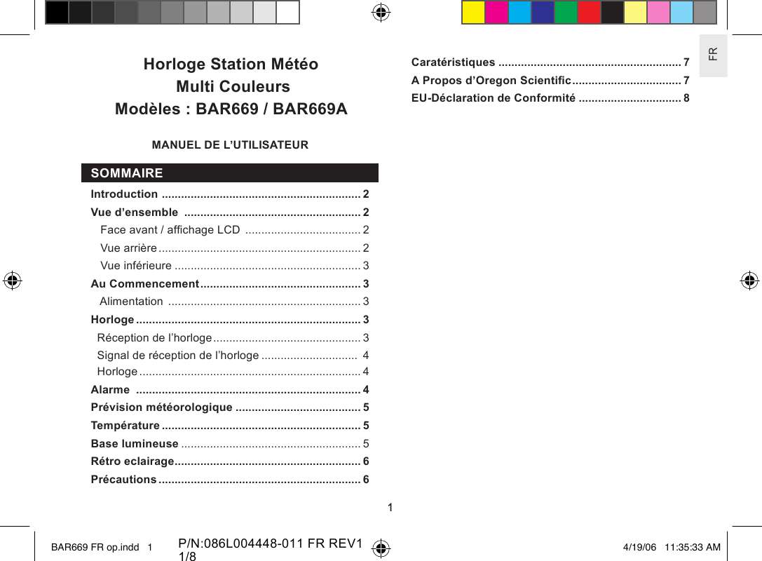 Guide utilisation OREGON SCIENTIFIC BAR669  de la marque OREGON SCIENTIFIC