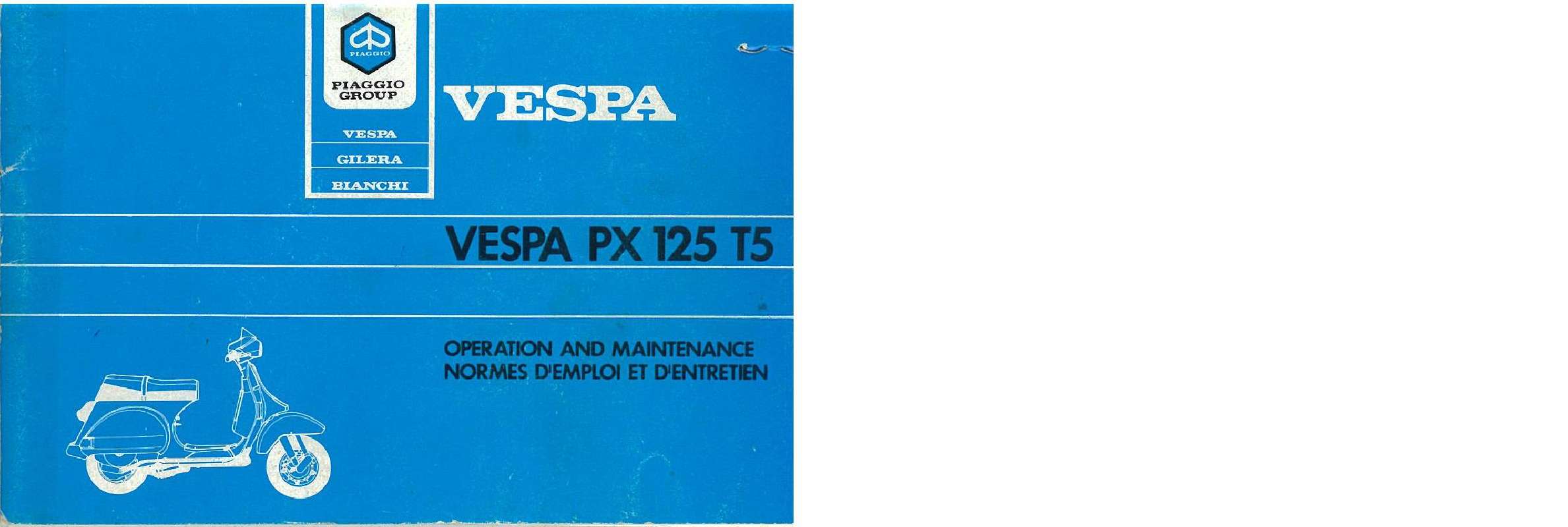 Guide utilisation PIAGGIO VESPA PX 125 T5  de la marque PIAGGIO