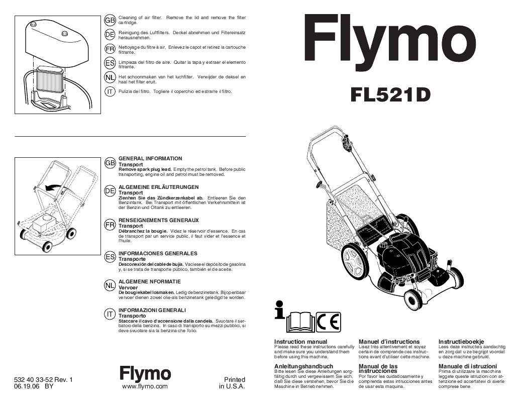 Guide utilisation  FLYMO FL521D  de la marque FLYMO