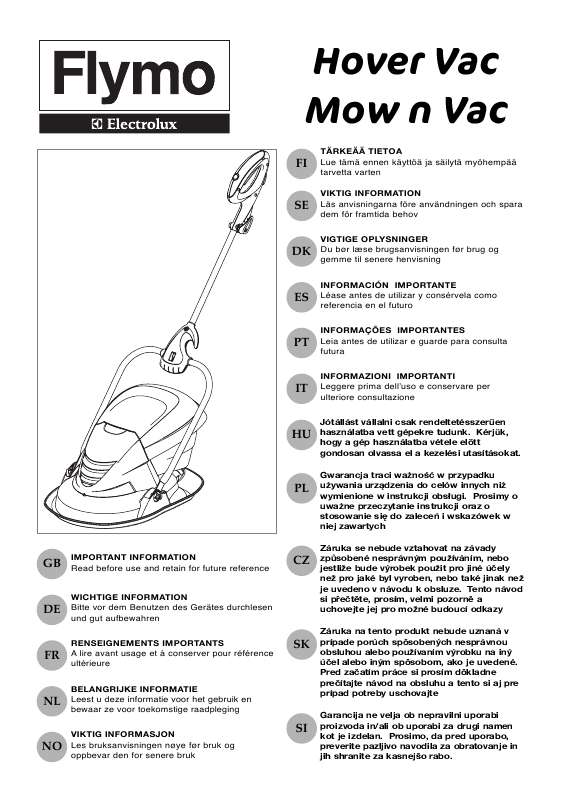 Guide utilisation  FLYMO HOVER VAC  de la marque FLYMO