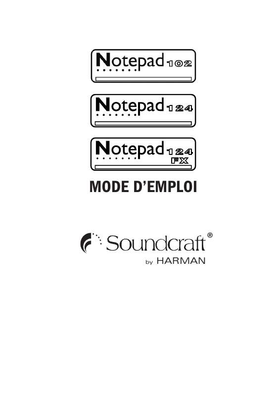 Guide utilisation  SOUNDCRAFT NOTEPAD 102  de la marque SOUNDCRAFT