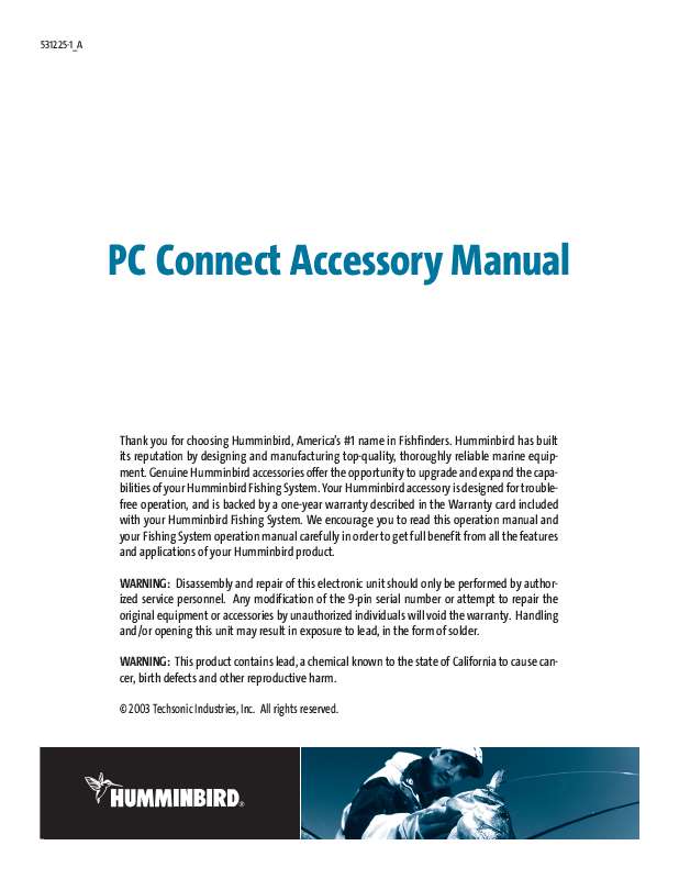 Guide utilisation HUMMINBIRD PC CONNECT ACCESSORY  de la marque HUMMINBIRD