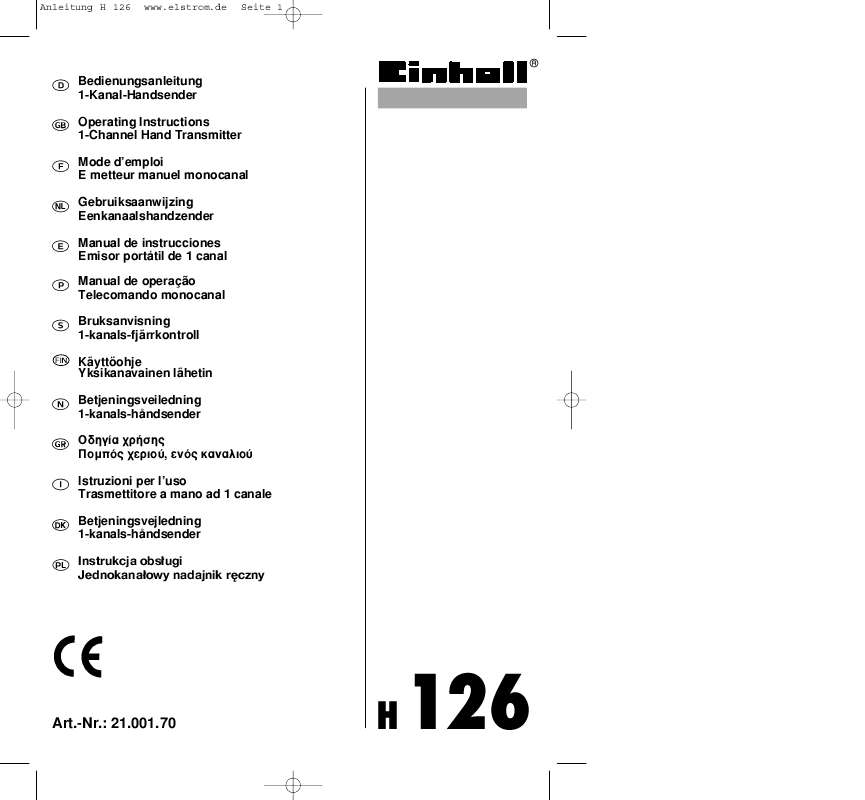 Guide utilisation  EINHELL H126  de la marque EINHELL