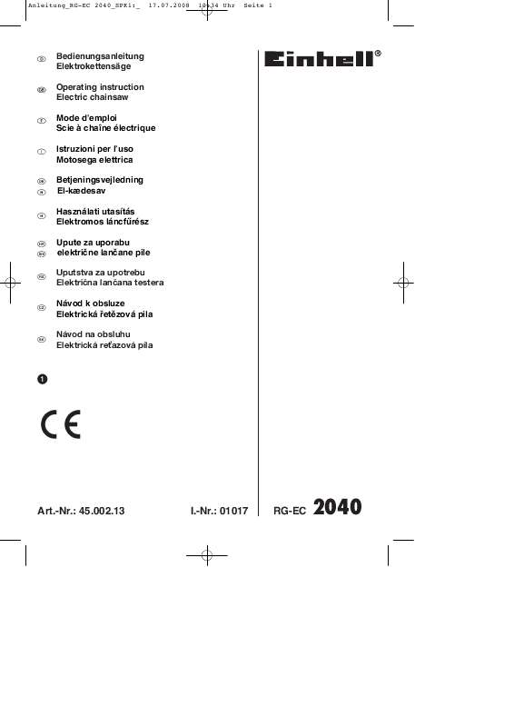 Guide utilisation EINHELL RG EC 2040  de la marque EINHELL
