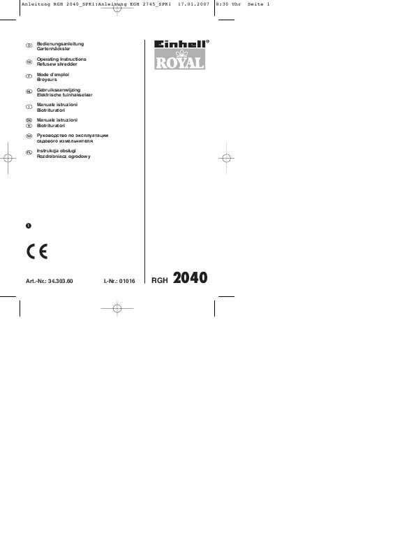 Guide utilisation  EINHELL RGH 2040  de la marque EINHELL