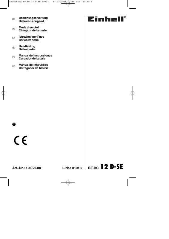 Guide utilisation EINHELL BT-BC 12 D-SE  de la marque EINHELL