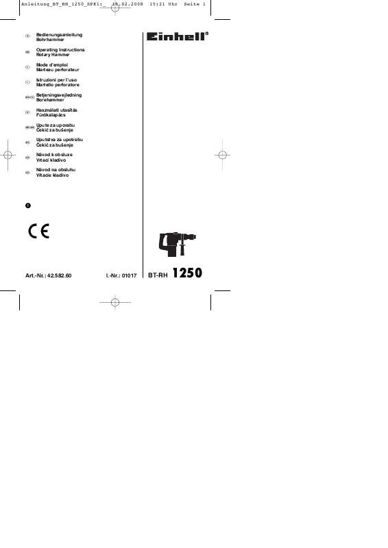 Guide utilisation  EINHELL BT-RH 1250  de la marque EINHELL