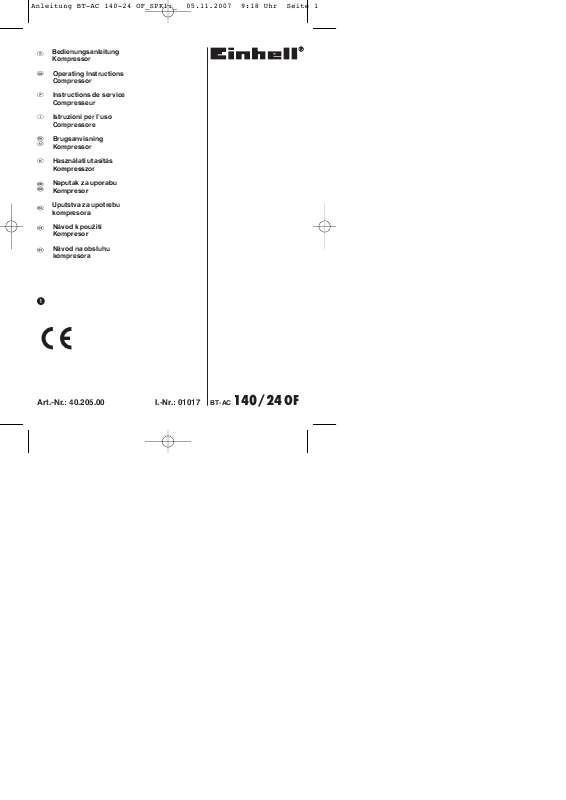 Guide utilisation  EINHELL BT-AC 140-24 OF  de la marque EINHELL