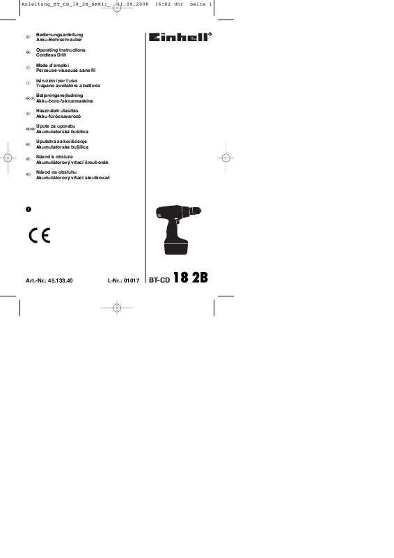 Guide utilisation EINHELL BT-CD 18 2B  de la marque EINHELL