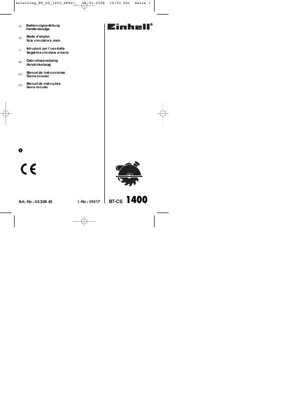 Guide utilisation EINHELL BT-CS 1400  de la marque EINHELL