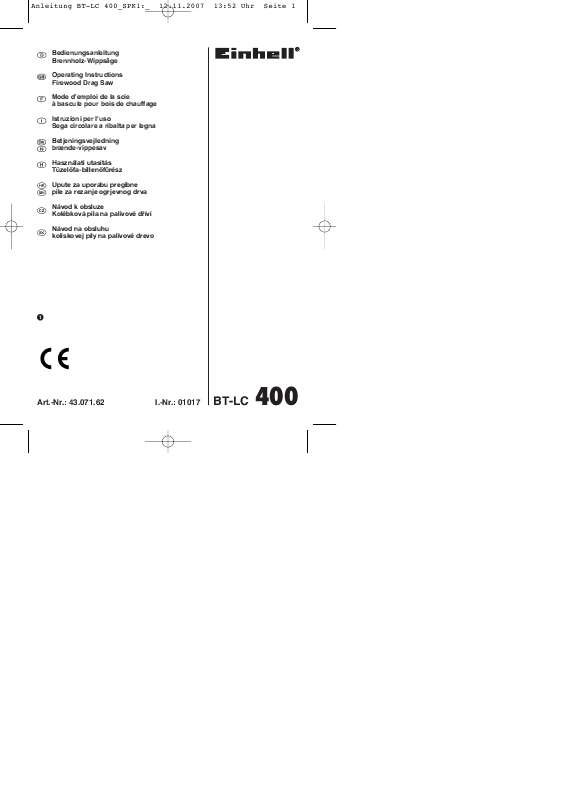Guide utilisation EINHELL BT-LC 400  de la marque EINHELL