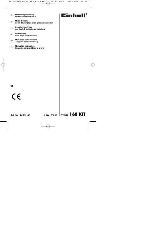 Guide utilisation  EINHELL BT-MG 160 KIT  de la marque EINHELL