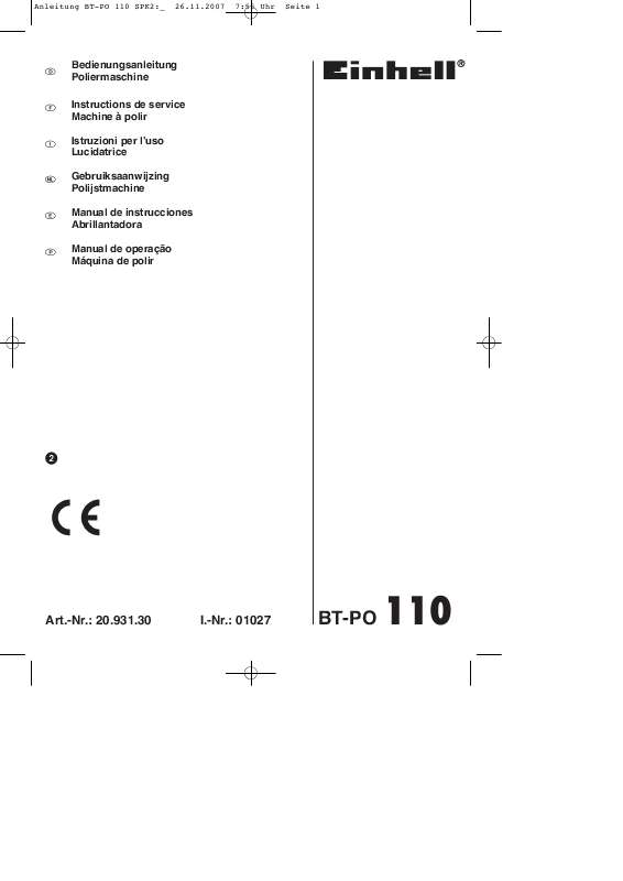 Guide utilisation EINHELL BT-PO 110  de la marque EINHELL
