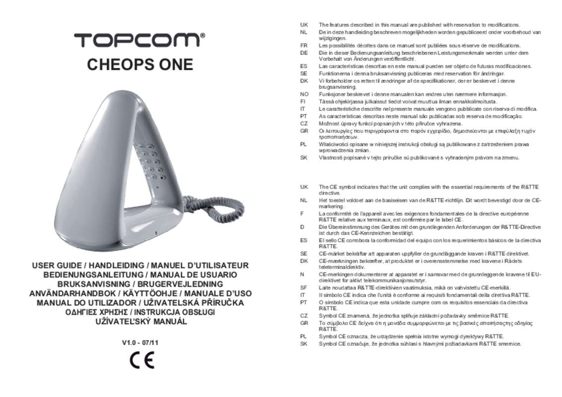 Guide utilisation TOPCOM CHEOPS ONE  de la marque TOPCOM