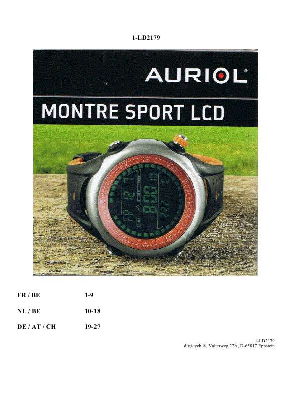 Guide utilisation  AURIOL MONTRE SPORT LCD 1-LD2179  de la marque AURIOL