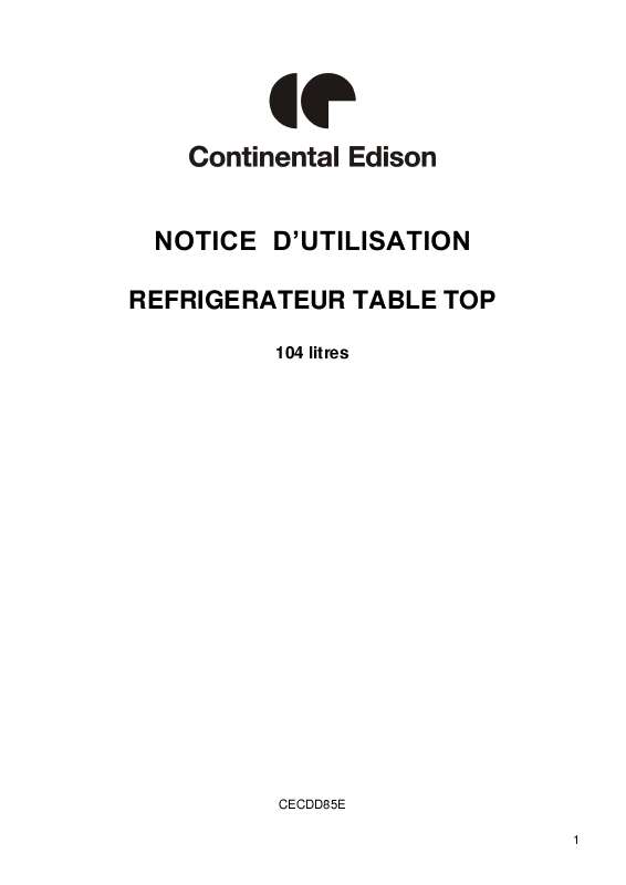 Guide utilisation CONTINENTAL EDISON CECDD85E  de la marque CONTINENTAL EDISON