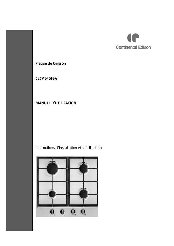 Guide utilisation CONTINENTAL EDISON CECP645FSA  de la marque CONTINENTAL EDISON