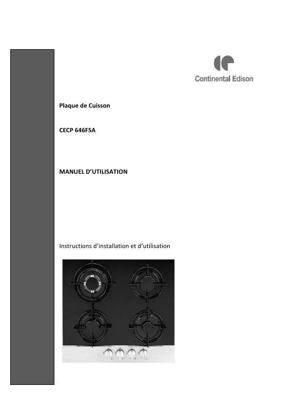 Guide utilisation CONTINENTAL EDISON CECP646FSA  de la marque CONTINENTAL EDISON
