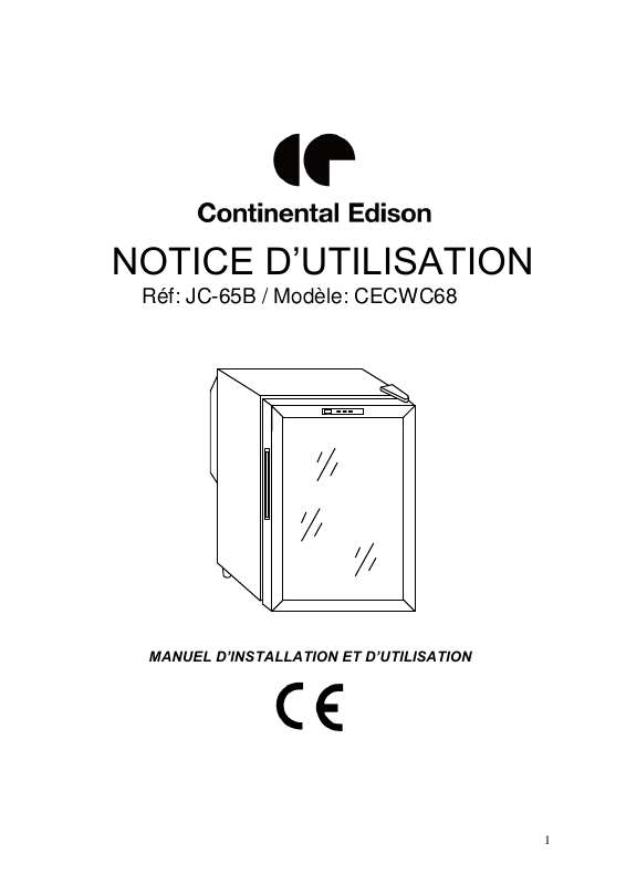 Guide utilisation CONTINENTAL EDISON CECWC68  de la marque CONTINENTAL EDISON