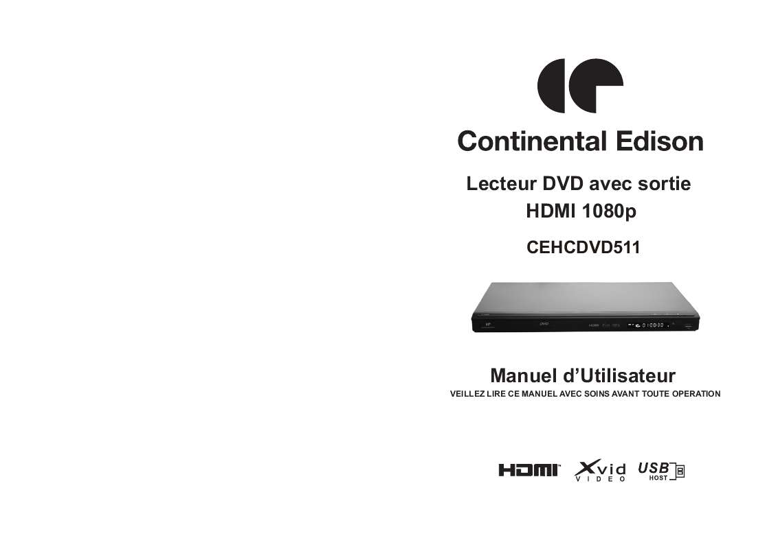 Guide utilisation CONTINENTAL EDISON CEHCDVD511  de la marque CONTINENTAL EDISON