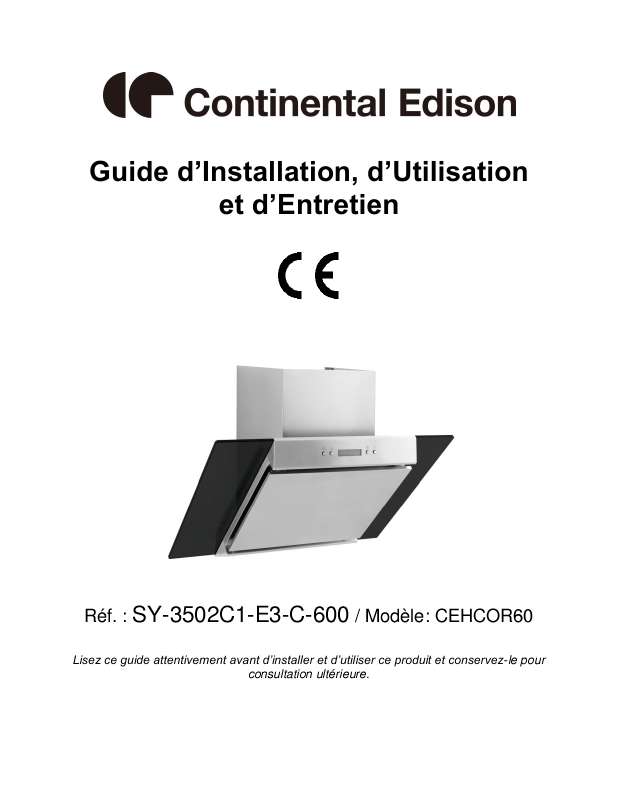 Guide utilisation CONTINENTAL EDISON CEHCOR60  de la marque CONTINENTAL EDISON