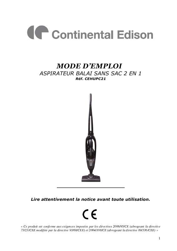 Guide utilisation CONTINENTAL EDISON CEHUPC21  de la marque CONTINENTAL EDISON