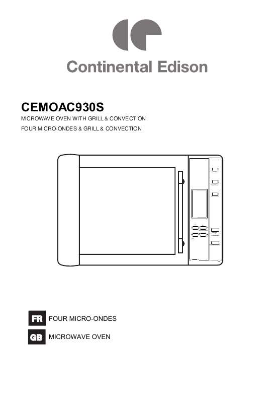Guide utilisation CONTINENTAL EDISON CEMOAC930S  de la marque CONTINENTAL EDISON