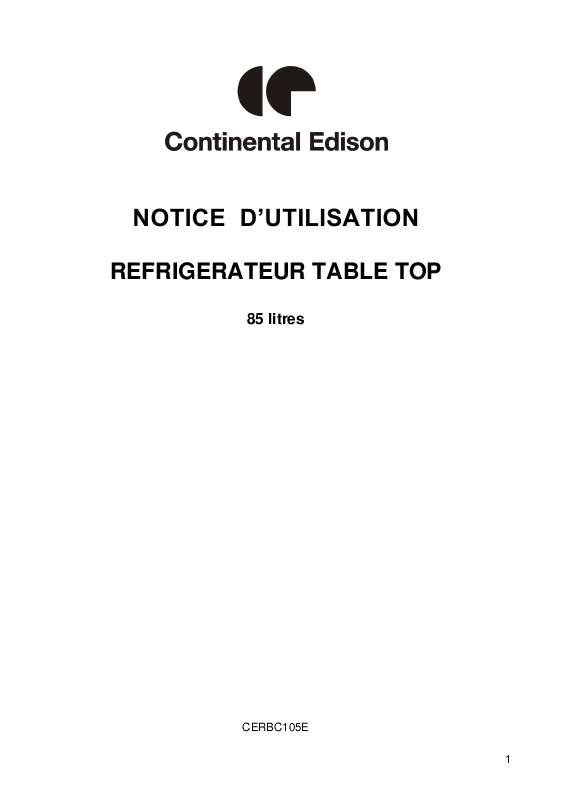 Guide utilisation CONTINENTAL EDISON CERBC105E  de la marque CONTINENTAL EDISON