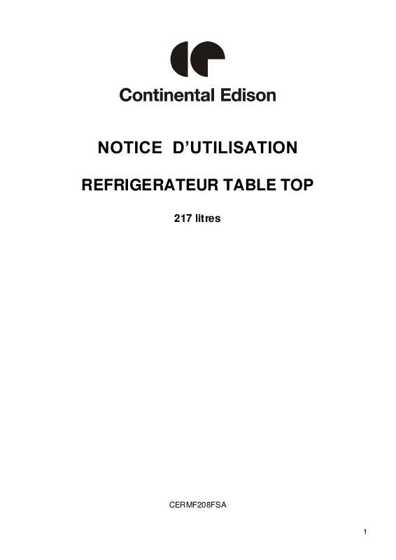 Guide utilisation CONTINENTAL EDISON CERMF208FSA  de la marque CONTINENTAL EDISON