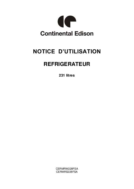 Guide utilisation CONTINENTAL EDISON CERMRS228FSA  de la marque CONTINENTAL EDISON